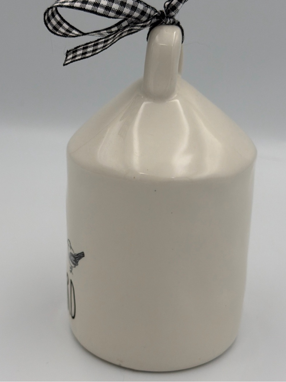 Rae Dunn Mini Round Baby Bird House With Plaid Black White Ribbon 5" Tall - Picture 5 of 10